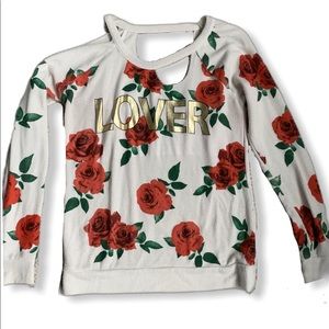 Chaser Lover Roses cut out sweatshirt top